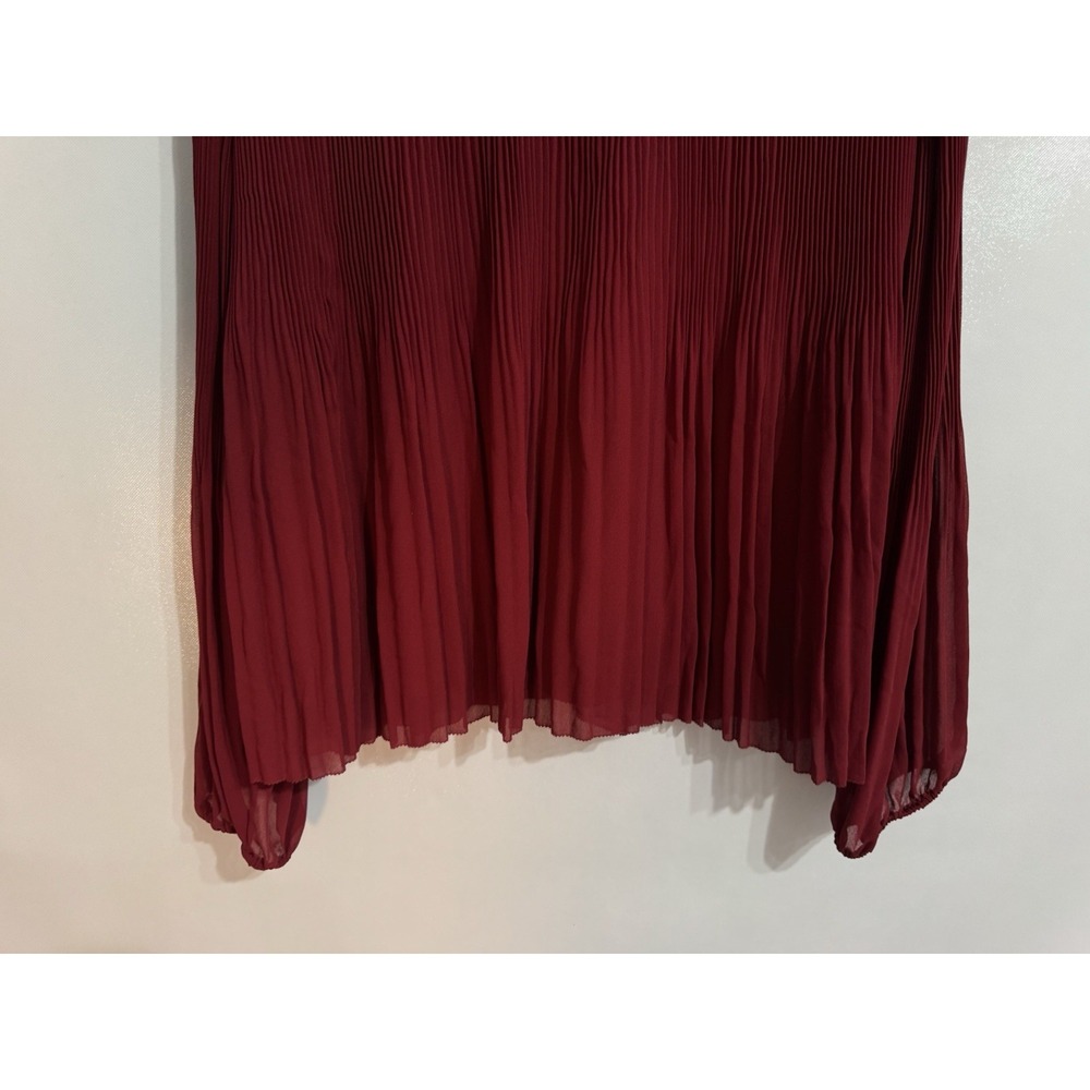 Quince Large Chiffon Pleated V Neck Blouse Romantic Feminine Poet Sleeve Top - Picture 7 of 9